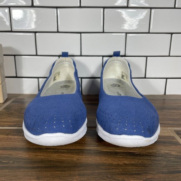 Clarks Step AllenaSea Womens Size 7 Shoes Blue Slip On Cloudsteppers Flats - Picture 2 of 12